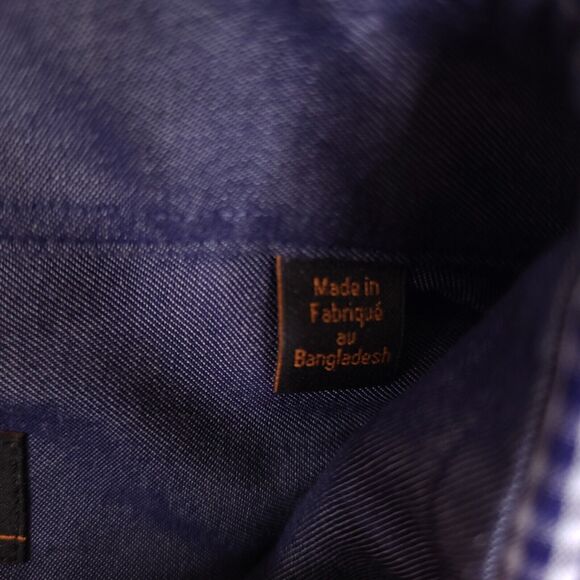 Ben Sherman Shirt Mens Medium Blue Plaid Gingham‎ Button Down Long Sleeve - Picture 4 of 13